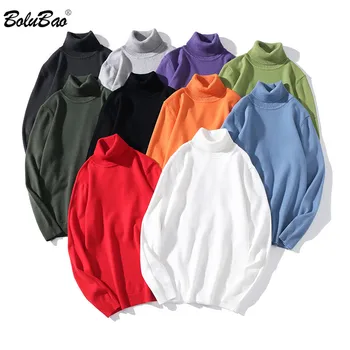 

BOLUBAO Men Solid Color Sweaters Autumn Winter Men's Turtleneck Pullovers Male Slim Fit Knitting Sweater Brand Clothing