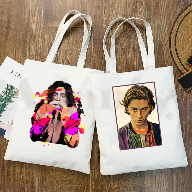 

Timothee Chalamet 90s Vintage Hipster Cartoon Print Shopping Bags Girls Fashion Pacakge Hand Bag
