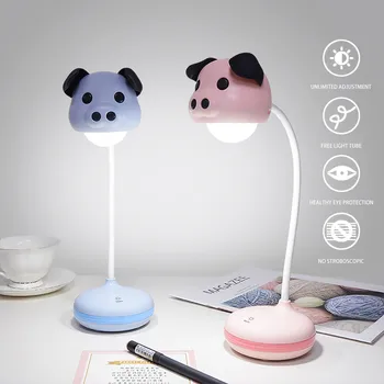 

360° Rotate Night light Desk lamp Cute Cartoon pig Eye protection Bedroom USB Charging LED Table lamp Table Touch 1 Mode #5