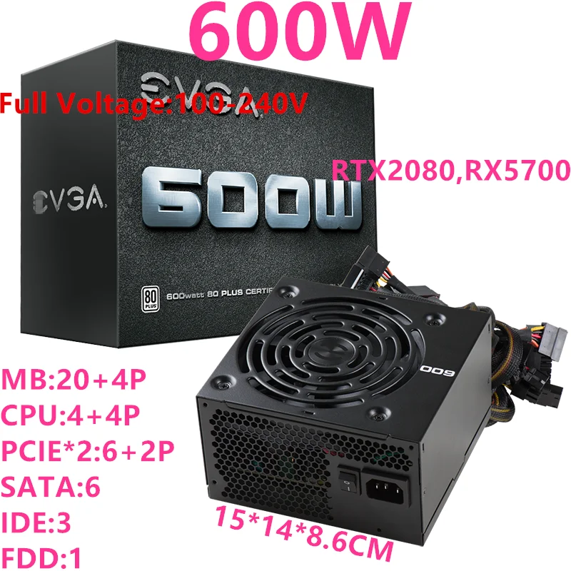 PSU для EVGA Non Module 80PLUS EU RTX2080 RX5700 игра Mute Host источник питания 700 Вт 600 Вт 500 Вт