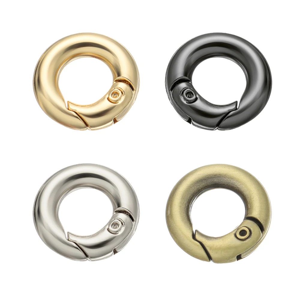 금속 O 링 스프링 걸쇠, 개방 가능한 원형 카라비너 키체인, 가방 클립 후크, 도그 체인 버클 커넥터, DIY 쥬얼리, 4 개