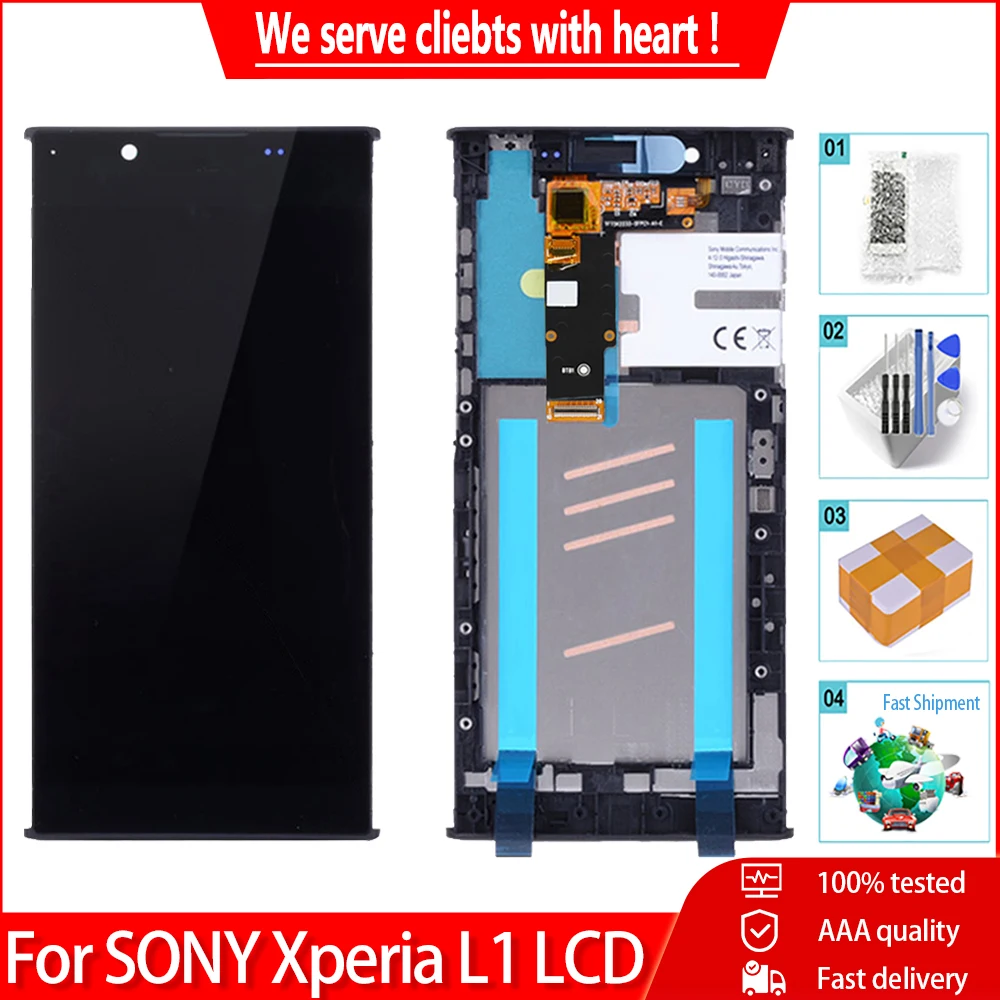 5 ''для SONY Xperia L1 LCD G3312 G3311 G3313 дисплей сенсорный экран дигитайзер с рамкой