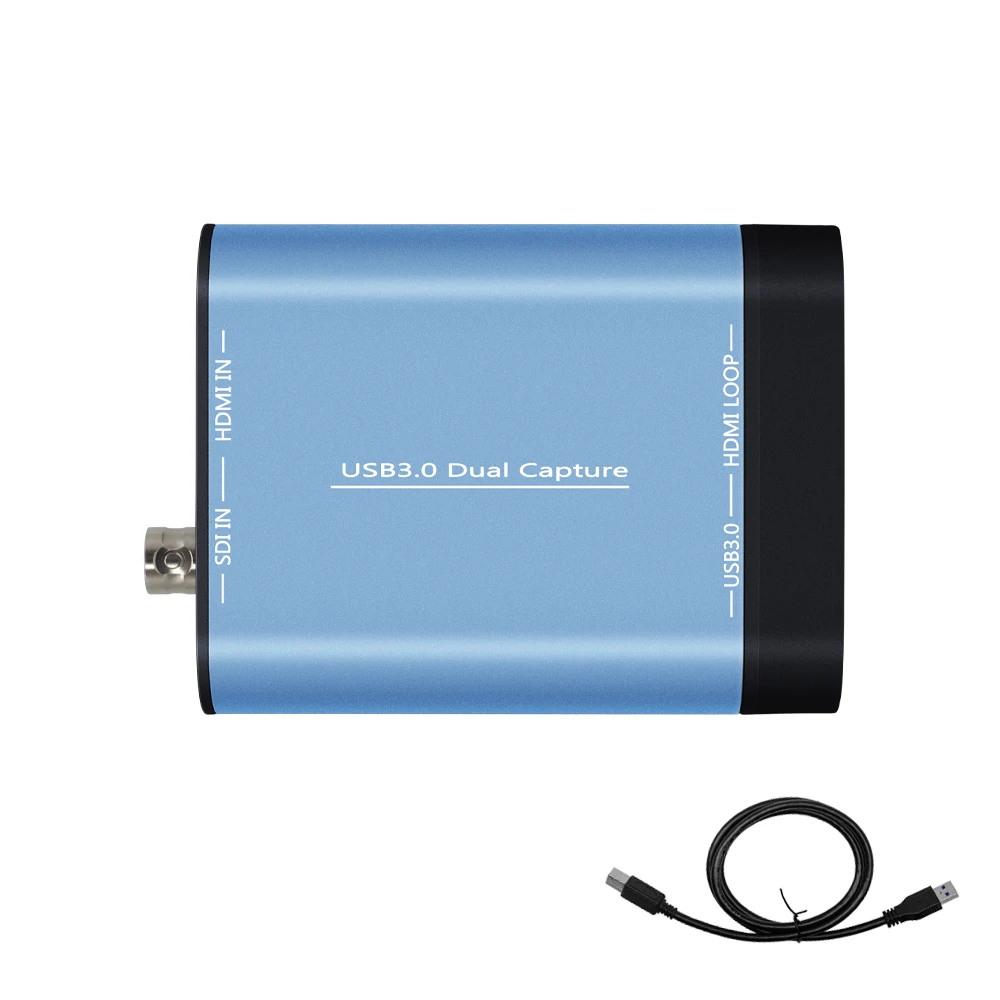 Video Capture Adapter 2 Channel SDI HDMI VIDEO CAPTURE Card Box USB3.0 60FPS FPGA Grabber Dongle Game Streaming Equipment 1080P OBS vMix