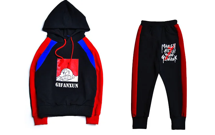 Boy Autumn Suit New Model Fashion hip hop Hat collar Sweater Boy clothes 2 sets Sportswear showclothing wholesale