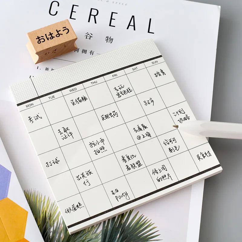 

1pc Simple Business Schedule Plan Notebook Tearable Notepad To-Do Note Monthly Plan Memo Books Student Office Supplies 50 Sheets