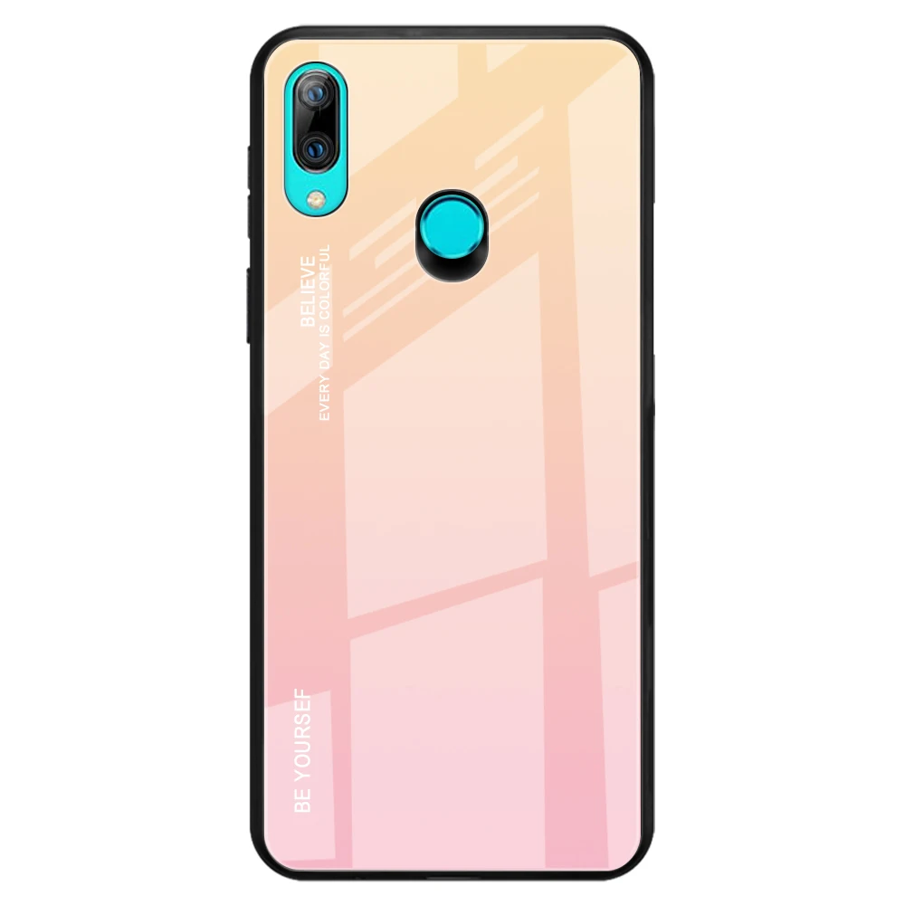 2 Для huawei P Smart чехол стеклянная крышка на huawei PSmart Z Plus+ чехол силиконовый мягкий бампер градиентное стекло Защита 360 ° - Цвет: 2