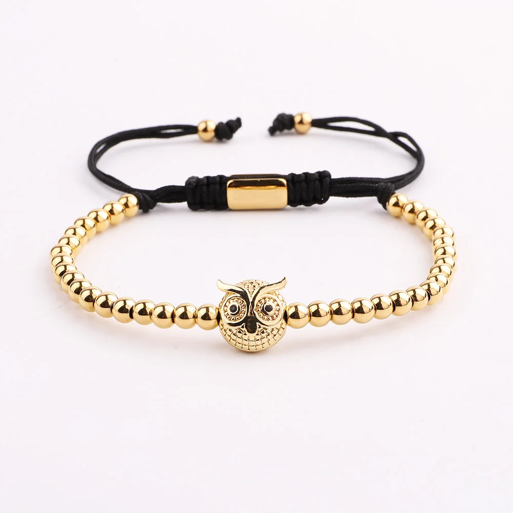 Jaravvi High Quality CZ Micro Pave Owl Stainless Steel Beads Handmade Cord Macrame Friendship Bracelet Men Women Jewelry Gift - Image 4