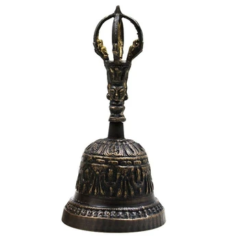 

Handmade FengShui Hand Bell Tea Meditation Alarm Prayer Lucky Service Desktop Tibetan Buddhist Loud Call Dinner Brass Portable A