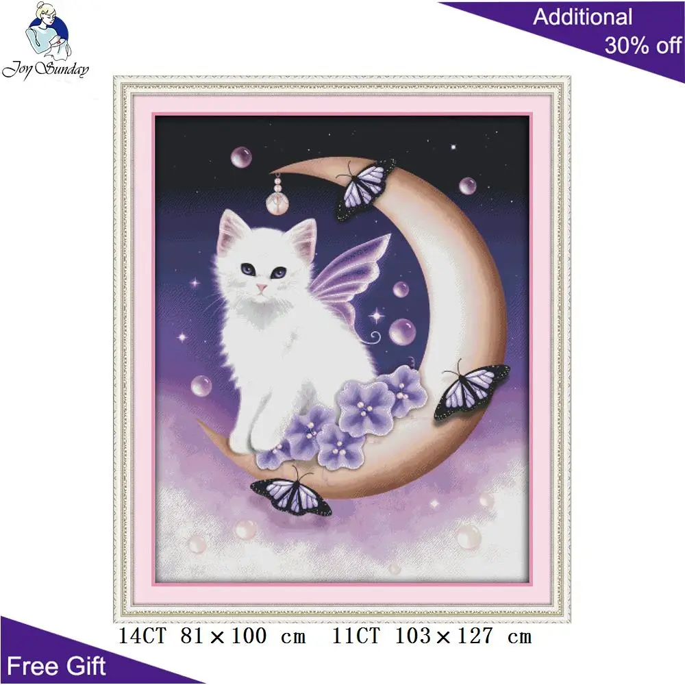 

Набор для вышивки крестиком Joy Sunday с изображением кошки ангела Луны, 14CT, 11CT, D335