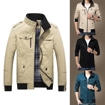 

Men's Bomber Jacket Spring Autumn Military Pilot Coat Zipper Tactical Mens Jackets Motorcycle Cargo Air Force Flight Coats 2020
