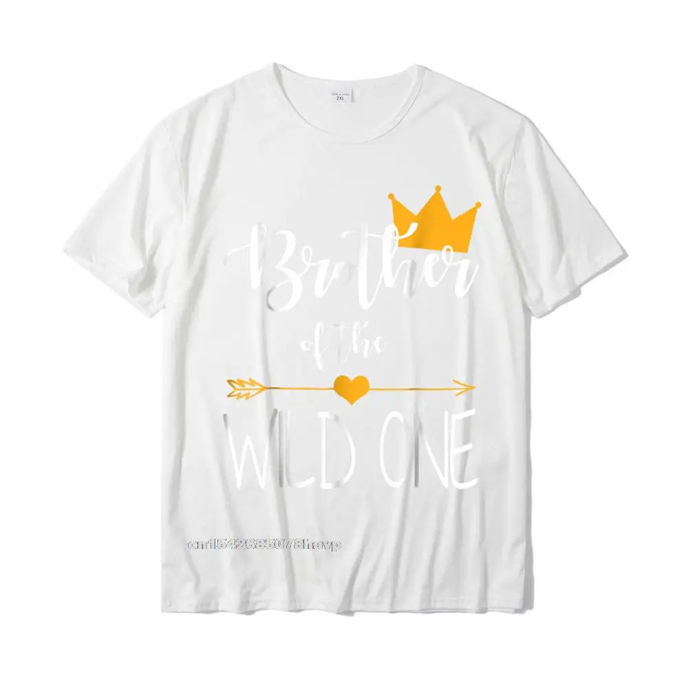 Slim Fit comfortable Tshirts for Men 100% Cotton Fabric Thanksgiving Day Tops & Tees Tops T Shirt Fashionable Crewneck Brother of the Wild One baby first birthday funny gift shirt__111. white