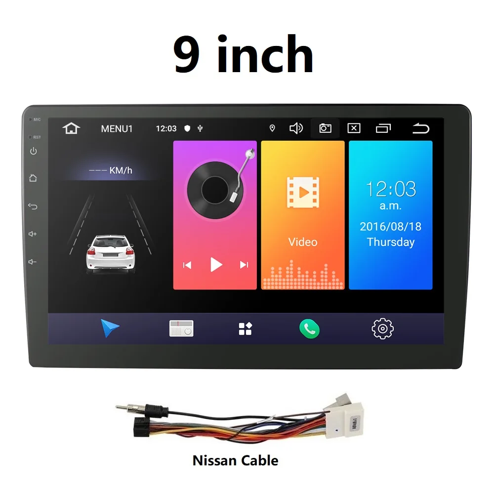 9inch nissan cable " /10,1" Android автомобильный Радио 2 Din мультимедийный плеер gps навигация авто стерео wifi Bluetooth видео плеер OBD USB BT DTV RDS 4G - Цвет: 9inch nissan cable