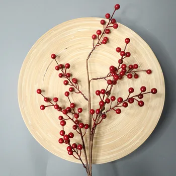 

3PCS artificial Berry red berries cherry Christmas Flower Stamen For home New Year Christmas Decoration garden Accessories