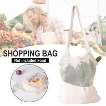 Хлопковая хозяйственная многоразовая сумка, продуктовые эко-сумки для хранения фруктов и овощей, плетеная сетчатая складная сумка-шоппер