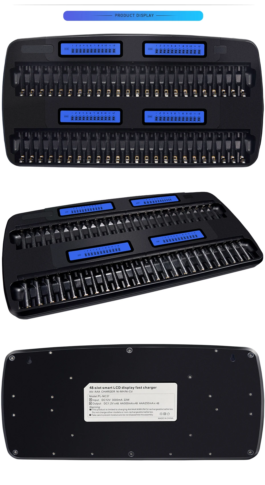 Palo 48 слотов AA AAA зарядное устройство lcd быстрая умная Зарядка для 1,2 V AA AAA nimh nicd аккумуляторная батарея KTV для использования в клубе отеля