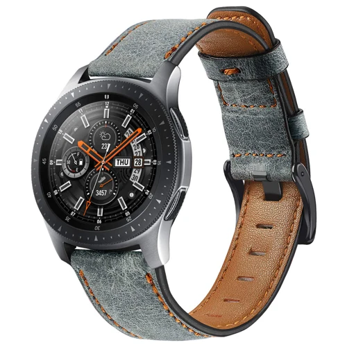 22 мм ремешок для samsung gear S3 Galaxy Watch 46 мм huawei watch GT 2 amazfit GTR 47 мм ремешок из натуральной кожи браслет аксессуары - Цвет ремешка: gray
