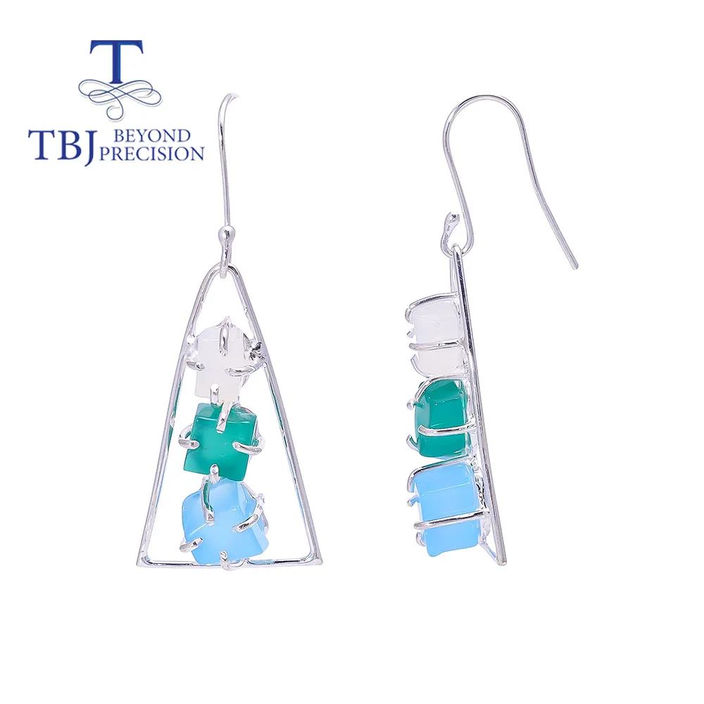

Женские серьги с цветным агатом 19ct TBJ, ювелирные украшения с натуральными драгоценными камнями в оправе из серебра 925 пробы, ручной работы, на каждый день