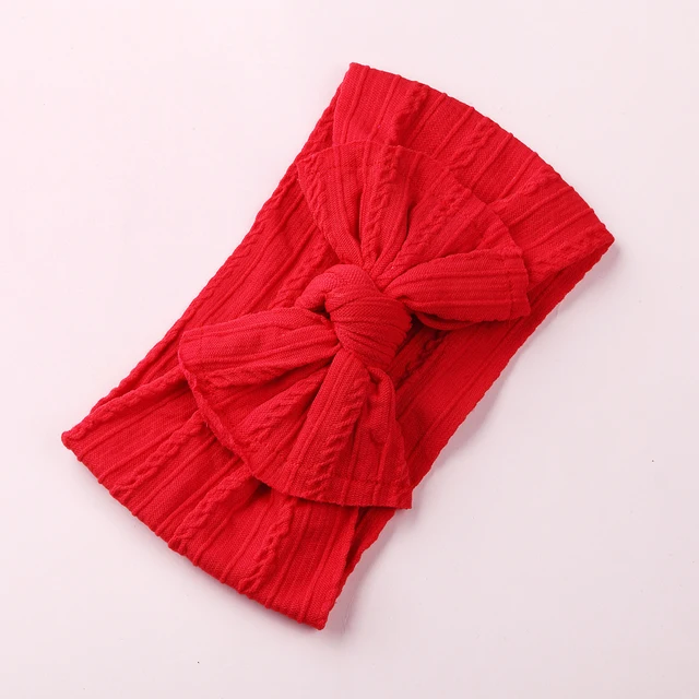 Cable Knitting Baby Girl Headband Material Nylon Bows Child Turban Newborn Baby Girl Hair Ribbon Accessories Headwear Headwraps 4