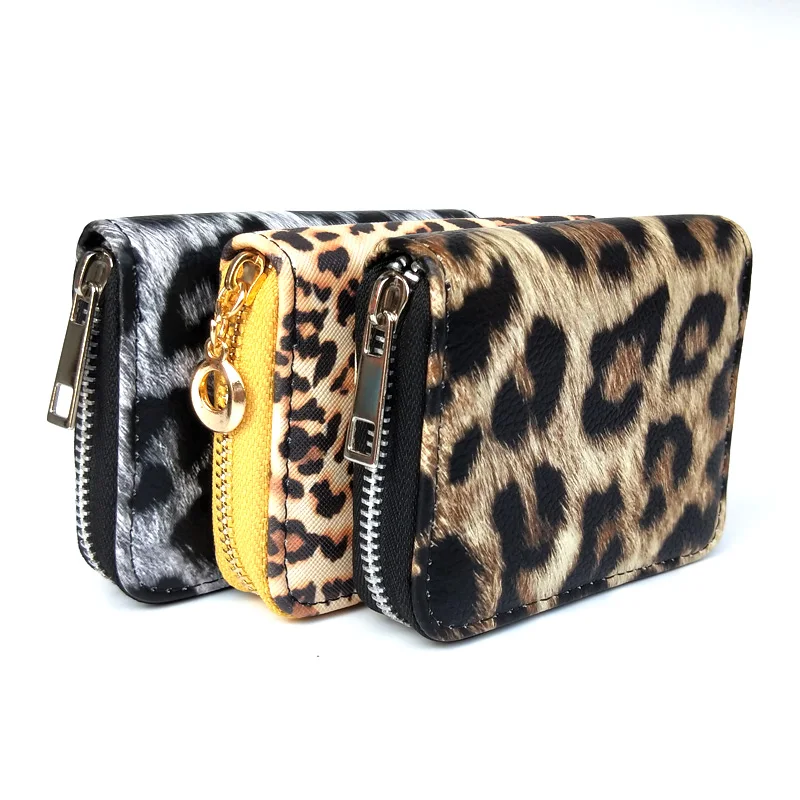 SPRING PARK Women Purse Coin Key Wallet Mini Faux Leather Leopard