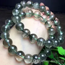 Натуральный Rutilated Кварцевый зеленый стеклянный браслет для женщин 11,8 мм