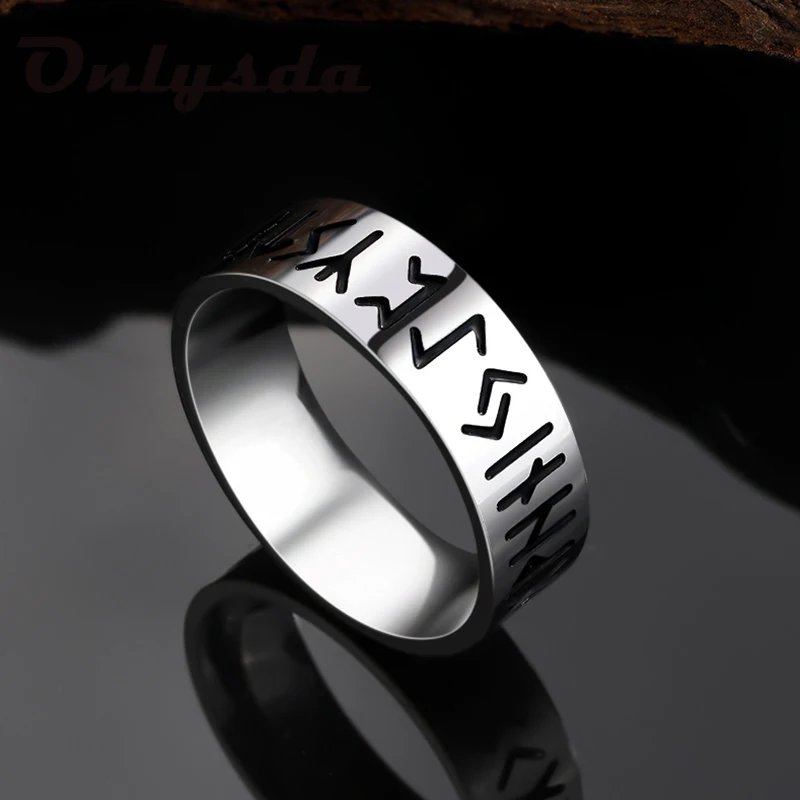 Onlysda316LStainless steel Odin Norse Viking Amulet Rune Men Ring Fashion Words Retro Rings Jewelry Couple Valentine's days Gift - Image 5