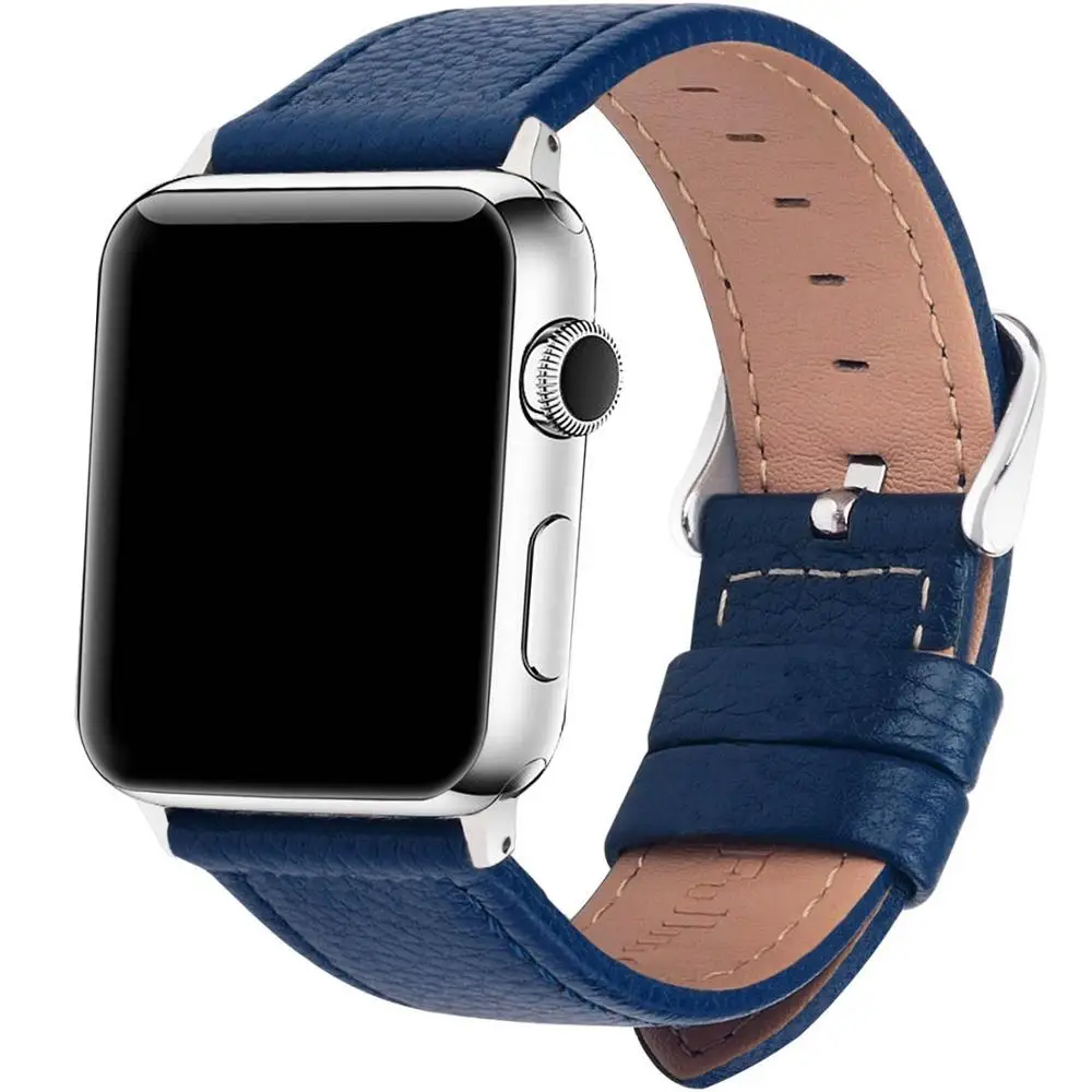 Данная панель поддерживает 3 цвета Лидер продаж кожаный ремешок для наручных часов Apple Watch, версии 5/3/2/1 Спортивный Браслет, 42 мм, 38 мм, ремешок для наручных часов iwatch, 4 полосы - Цвет ремешка: Blue