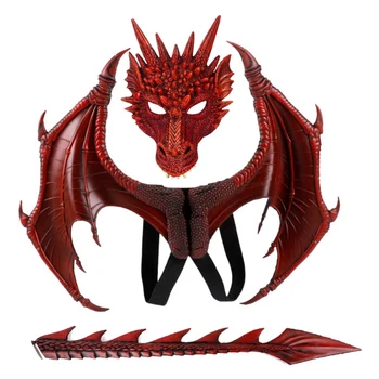 

3Pcs Set Festival Dragon Wing Mask Tail Children's Halloween Carnival Party Costume Dragon Cosplay Props Party Decorations Set