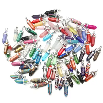 

Bullet Shape Natural Stone Pendant Real Purple Crystal Men Women Chakra Gem Stones Quartz Pendants DIY necklace accessories