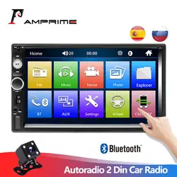 AMPrime Авторадио 2 Din автомагнитолы 7 "Сенсорный экран тире MP5 Bluetooth USB Автомобильный цифровой 2Din мультимедийный плеер заднего вида Камера