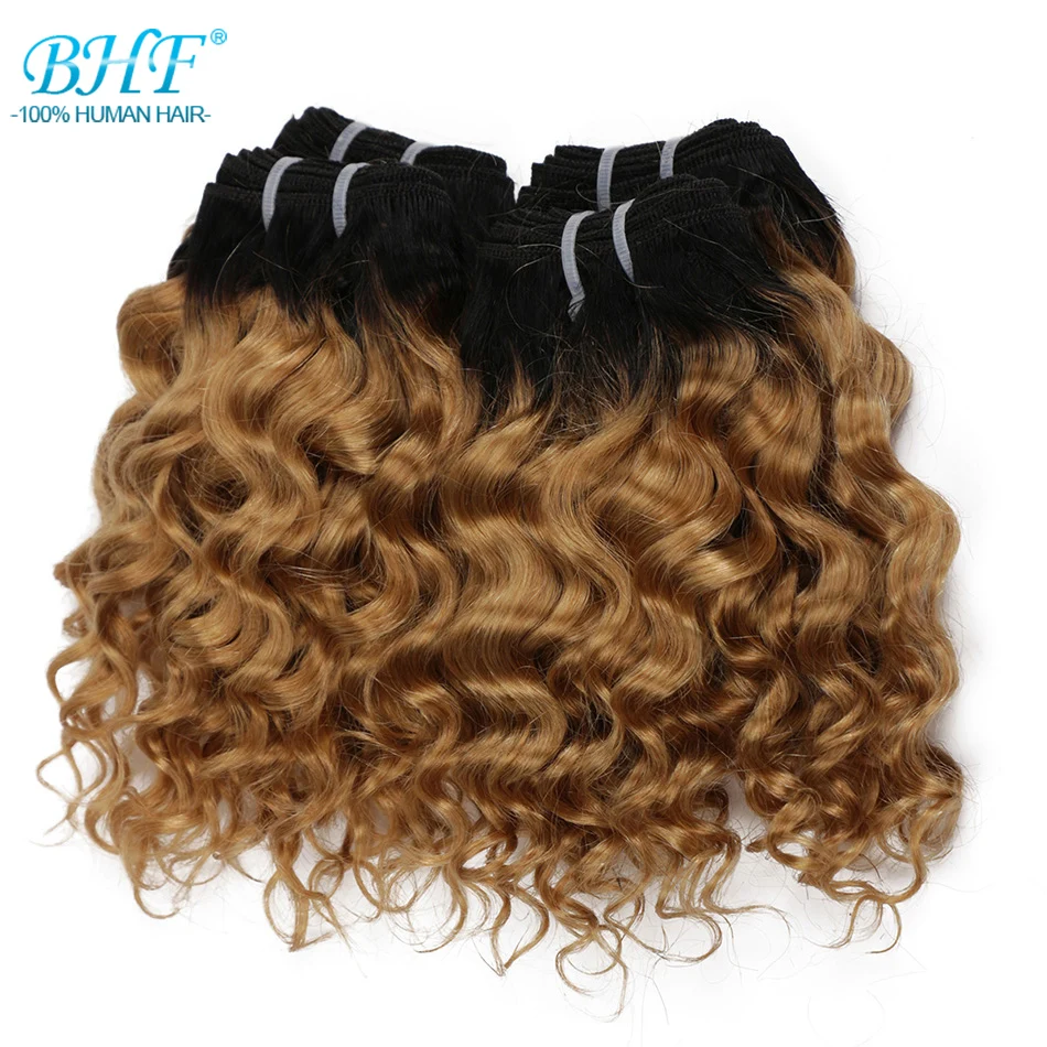 BHF-pelo brasileño rizado de onda profunda, extensiones de cabello humano 100%, 50g, Remy, Funmi weft, puede hacer una peluca