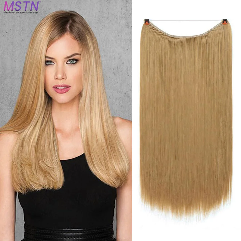 

MSTN European invisible line without clip hair extension secret fish line wig silky straight natural synthesis headwear