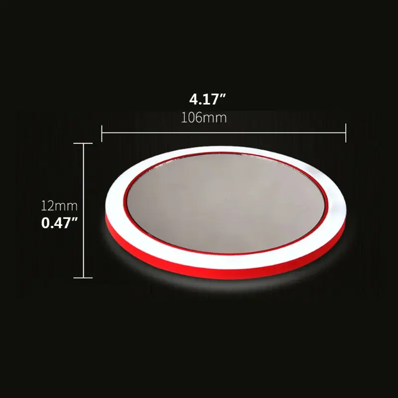 Wireless USB Charge LED Light Mini Circular Makeup Mirror Travel Cosmetic Mirror