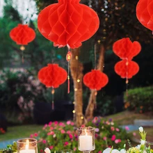 

20pcs Red Paper Lanterns Chinese New Year Hanging Lantern CNY Spring Festival Party Celebration Home Decor