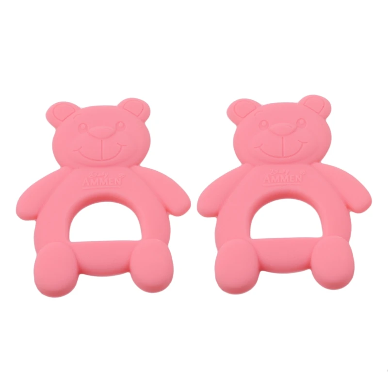 Панда, силиконовый Прорезыватель для зубов для малышей, прорезыватель, кольцо, прорезыватель, подвеска, ожерелье, сделай сам, Детская жевательная игрушка, подарок для младенцев - Цвет: 2pcs pink