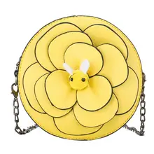 Детская маленькая сумка через плечо, одноцветная, с милым цветком, кожаная, круглая, маленькая сумка через плечо, детская мини-сумка, сумки#20