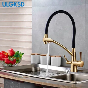 

ULGKSD Kitchen Sink Faucet Tap Brand New Pure Water Filter Mixer Crane Dual Handles Purification Kitchen Hot and Cold Faucet