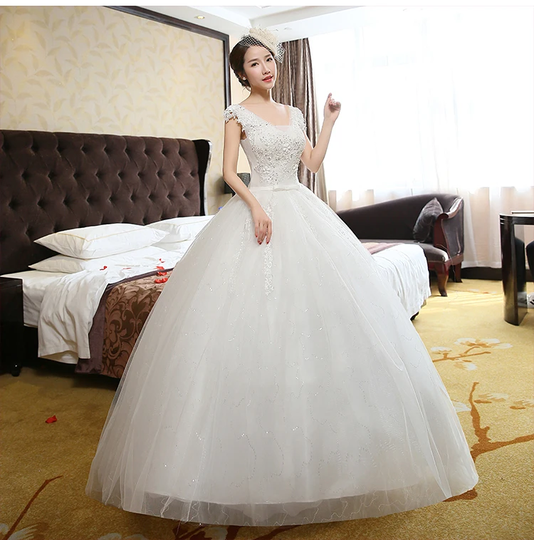 New Style V-Neck 2020 Luxury Princess Long train Embroidery plus size Bridal Gown Wedding Dresses vestidos de noiva robe de T18