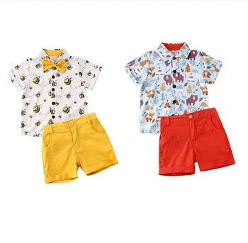 

Summer Infant Baby Boys Clothes Sets Animal Print Short Sleeve T Shirts Tops+Shorts 2pcs Casual Clothes