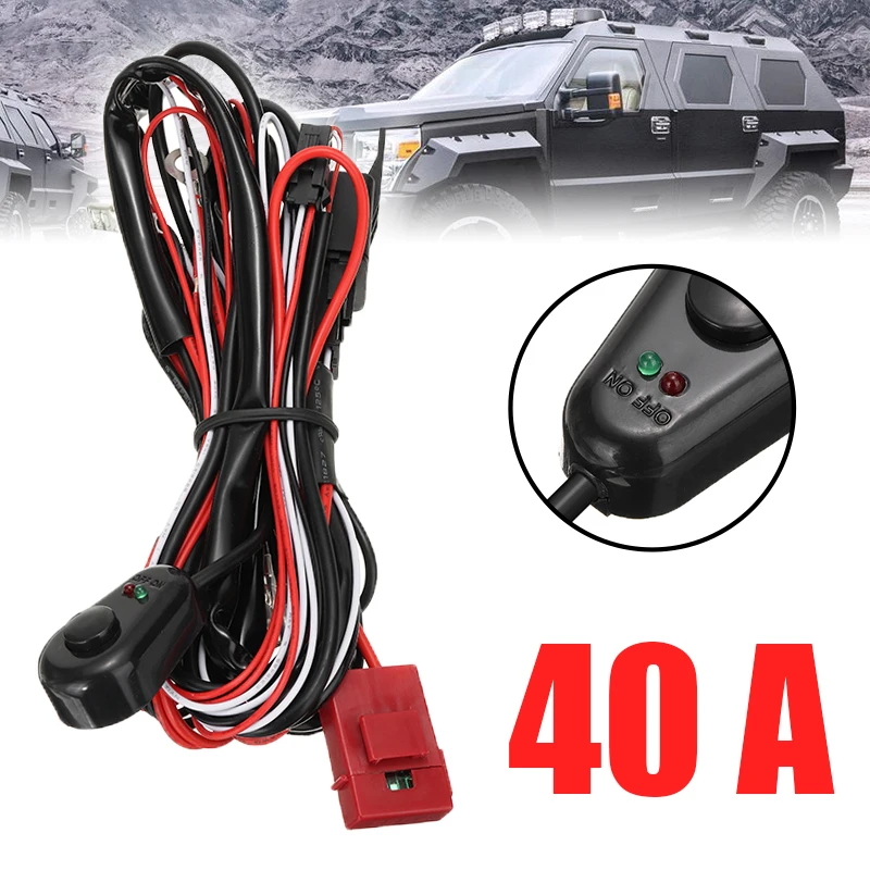 1pc 40A 200W Relay Wire Harness Wiring Adapter Extension Cable For Fog Lights LED Work Lamp