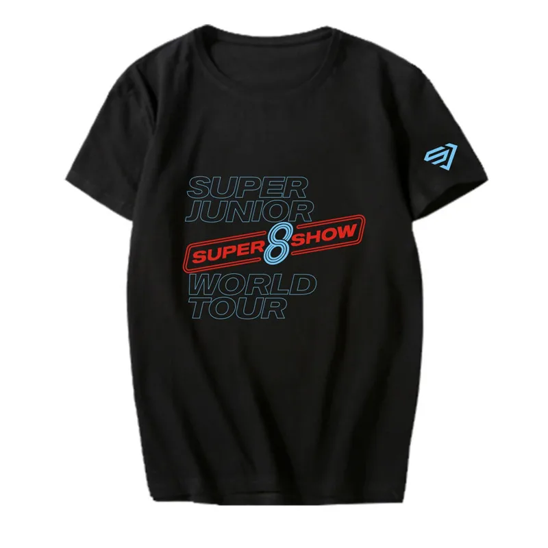 Футболка PT1154 SUPER JUNIOR World Tour Suprt Show 8 в Корейском стиле футболки хип хоп с коротким