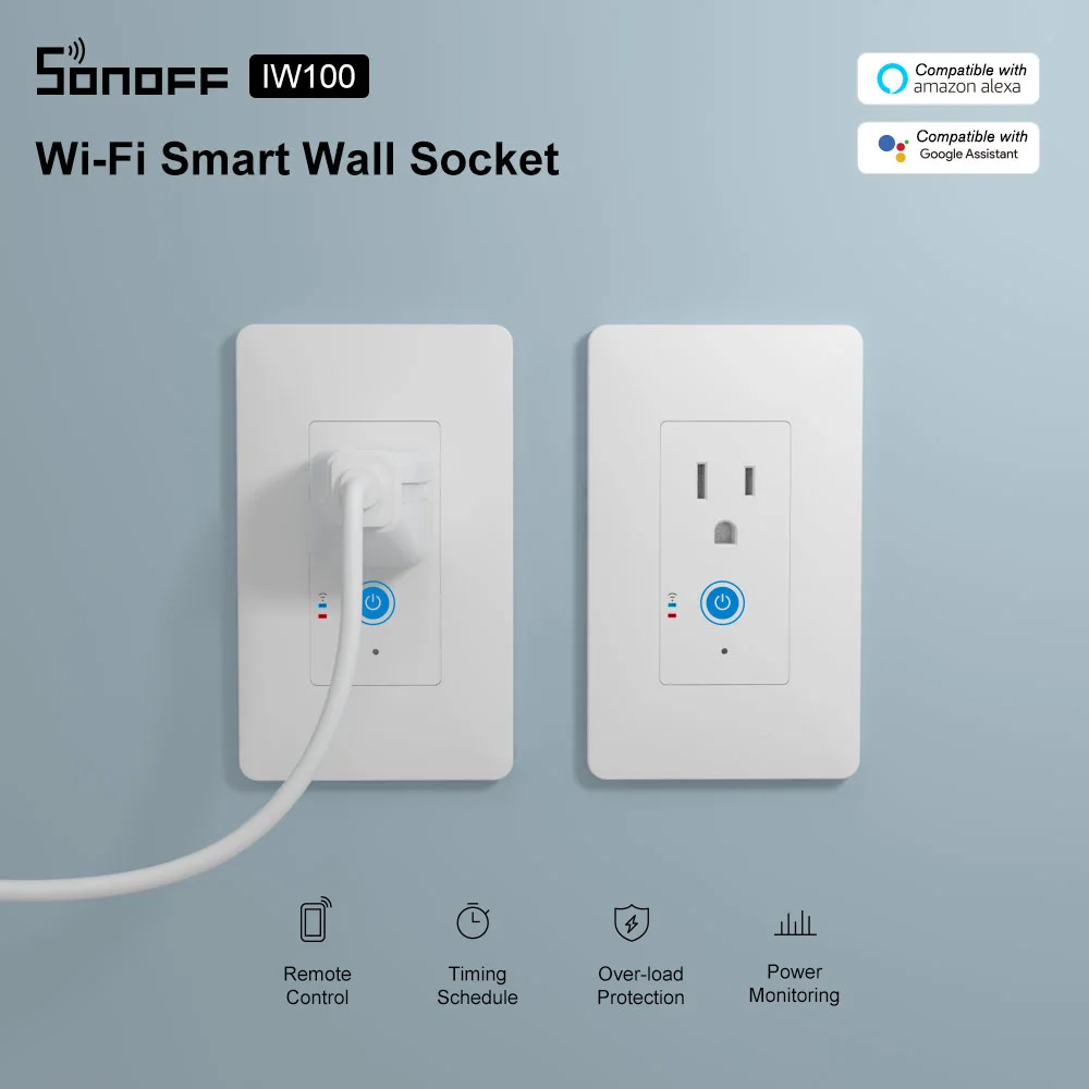 Умная розетка Sonoff IW100/IW101 энергосберегающая с Wi Fi управлением через приложение Alexa