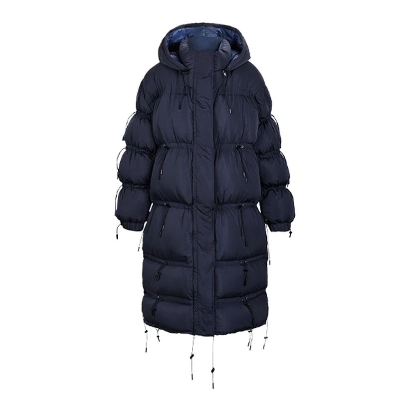 royal blue AEL, высокое качество, женский пуховик, Длинная зимняя куртка с капюшоном, белый утиный пух, пальто на молнии, теплые парки, зимняя верхняя одежда - Цвет: royal blue