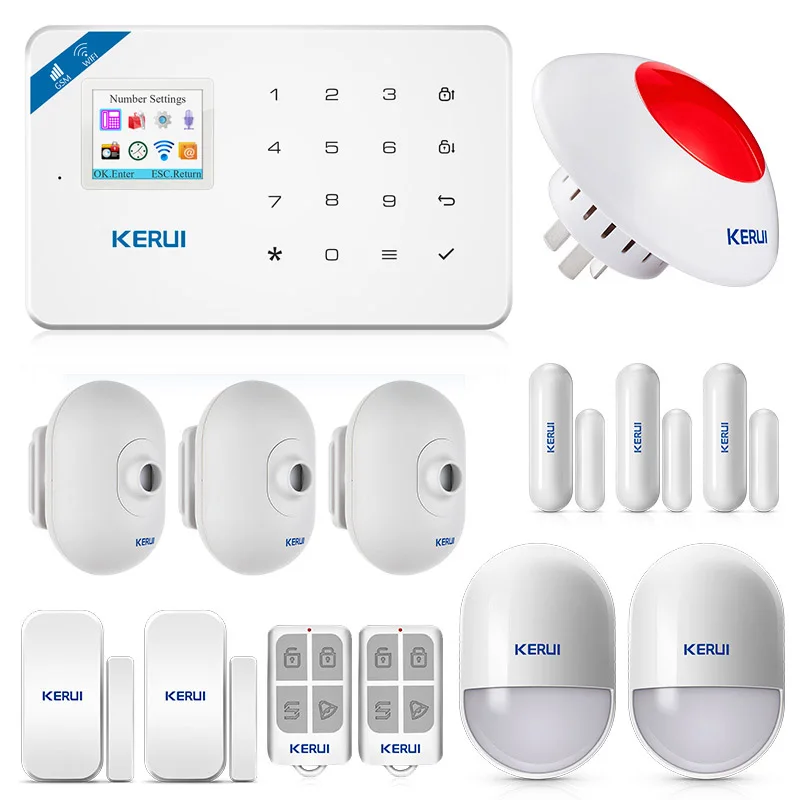 

KERUI W18 WIFI GSM Dual Alarm System APP Control 1.7 Inch TFT Color Screen Touch Keyboard PIR Motion Detector Security Alarm