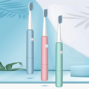 

Electric Toothbrush Sonic Ultrasonic Washable Health Waterproof Teeth Brush With 3 Replacement Brush Heads Set Battery Powered
