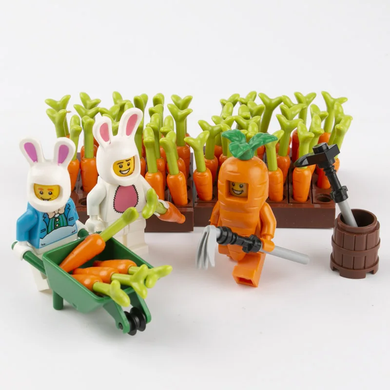 

Plant Food Parts Building Blocks Carrot Bricks MOC City Accessories Rabbit Figure Block Cute Animals Toy for Children Gifts C125