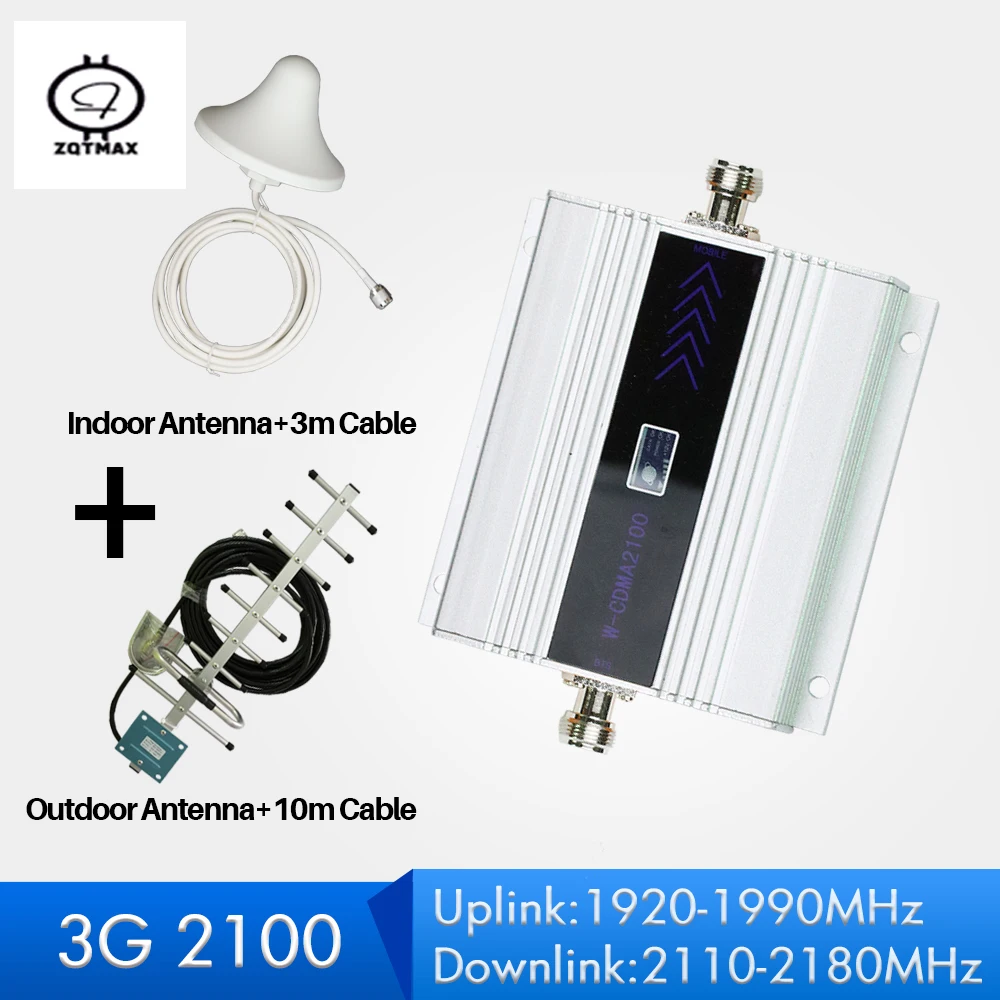 Ретранслятор ZQTMAX 3G 2100 усилитель мобильного сигнала сотового телефона комплект
