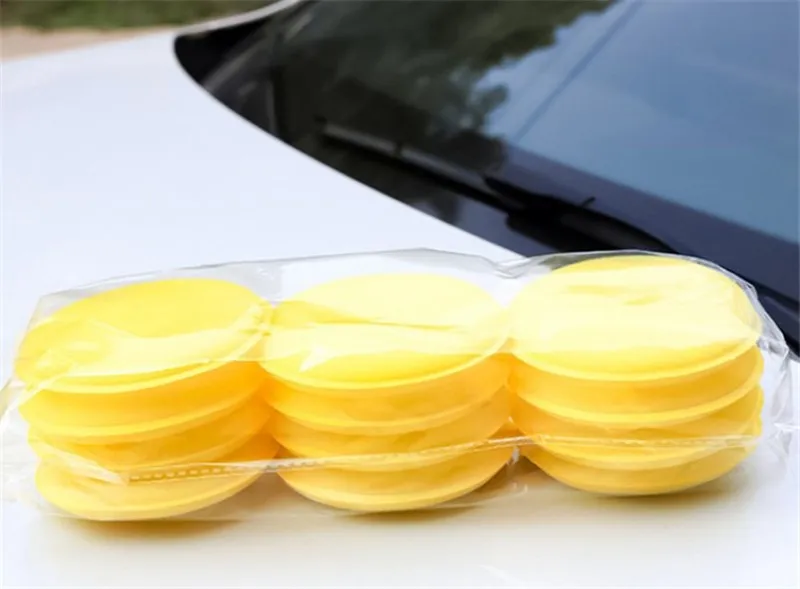 Esponja de Espuma Amortecedor para Carro Limpa sobre 10cm Lote Veículo Carro Cera Polonês Mão Macia Amarelo Esponja Pad Detalhamento Cuidados Wash 12 Pçs - 9 Cheap Esponja p encerar