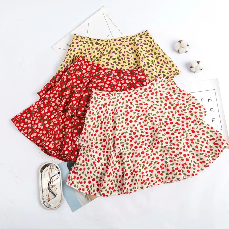 

Spring Clothing Network Red Wave Point High Waist Skirt A- Line Slimming Cake Dress Versatile Skirt