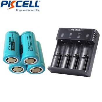 

PKCELL 4Pcs ICR 18350 3.7V 900mah Lithum Rechargeable Battery And 1-4Slots Li-ion/NIMH Mix Charging Charger