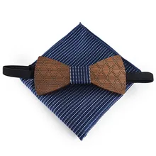 Ручной работы деревянные галстуки-бабочки набор поверхность резные взрослые мужские бизнес досуг вечерние классические полиэфирные квадратные полотенца деревянные галстуки-бабочки подарки